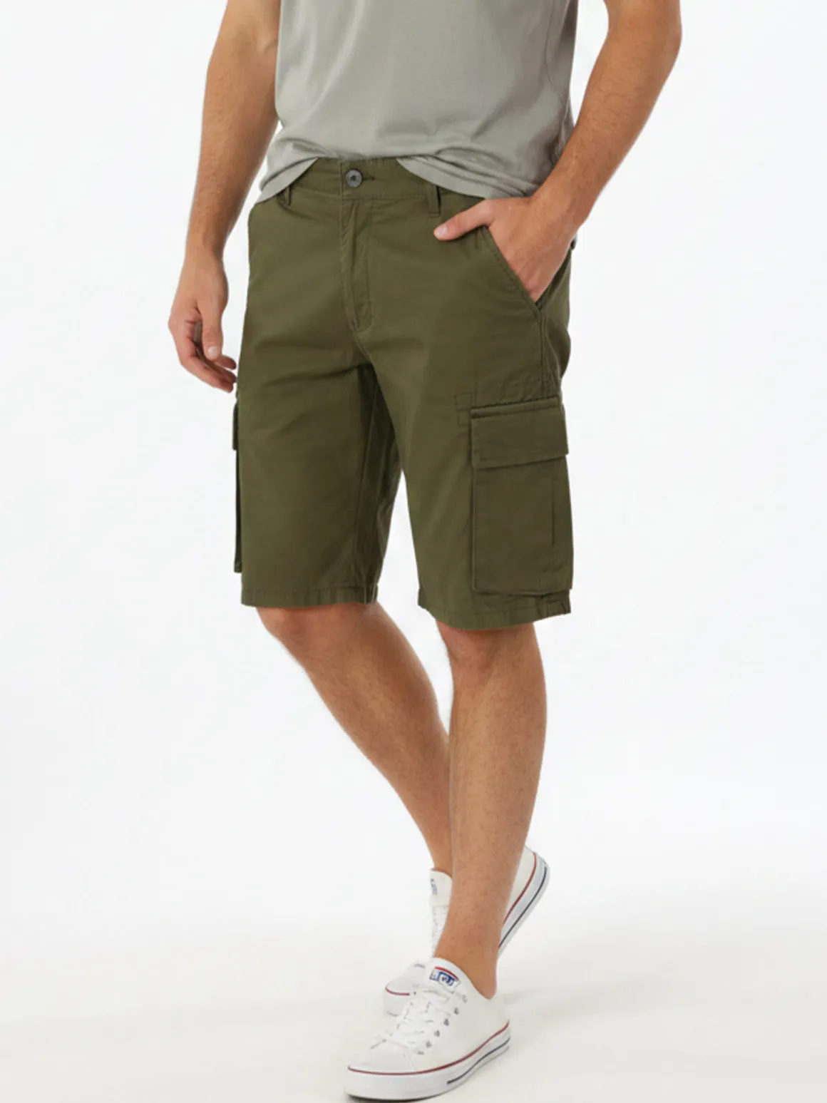 Johnny Looper Bermuda cargo da uomo in cotone - militare