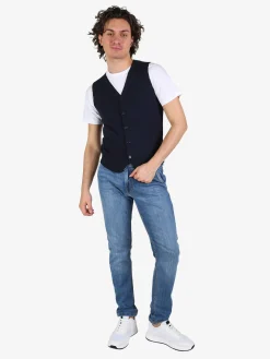 Johnny Looper Gilet da uomo in cotone con bottoni