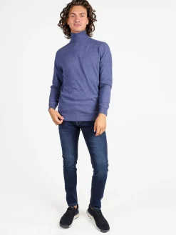 Johnny Looper Maglione dolcevita da uomo in misto lana - blu