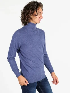 Johnny Looper Maglione dolcevita da uomo in misto lana - blu