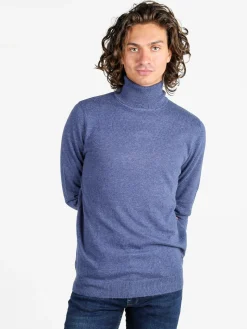 Johnny Looper Maglione dolcevita da uomo in misto lana - blu