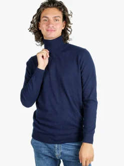 Johnny Looper Maglione dolcevita da uomo in misto lana - blu scuro