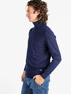 Johnny Looper Maglione dolcevita da uomo in misto lana - blu scuro