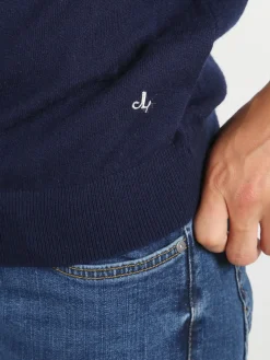 Johnny Looper Maglione girocollo da uomo in misto lana - blu scuro