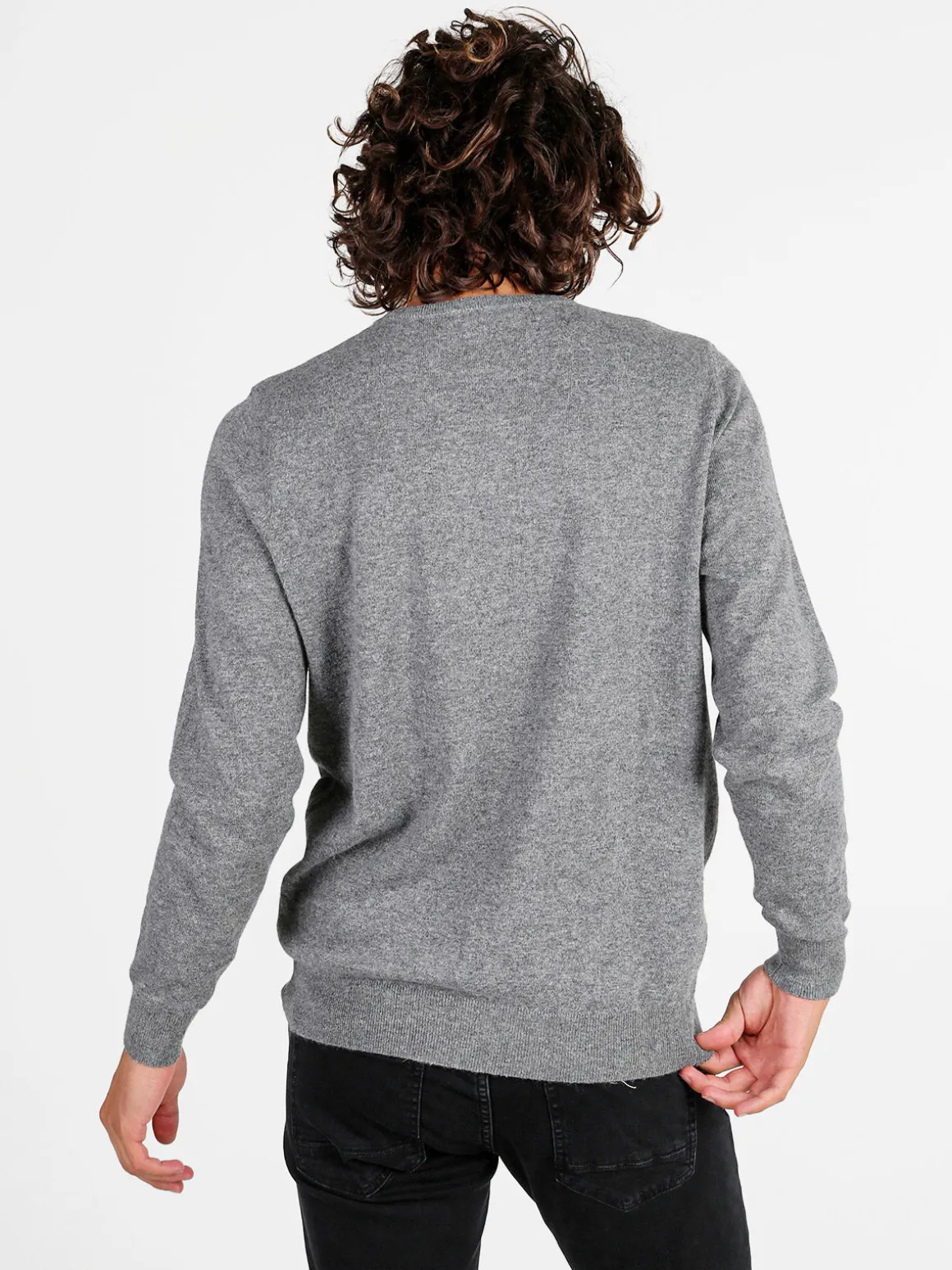 Johnny Looper Maglione girocollo da uomo in misto lana - grigio