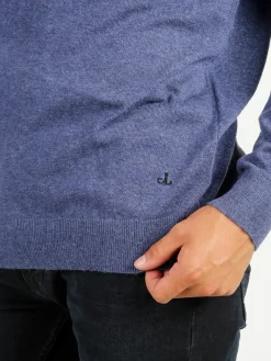 Johnny Looper Maglione girocollo da uomo in misto lana - blu