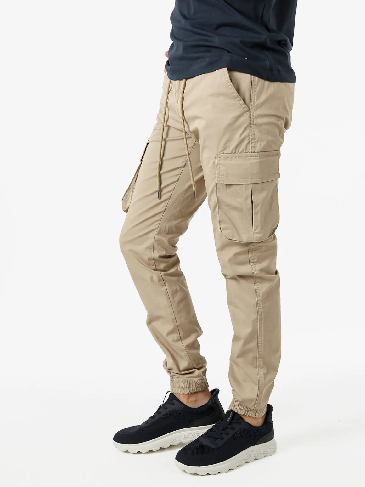 Johnny Looper Pantaloni cargo da uomo con coulisse e polsini - sabbia