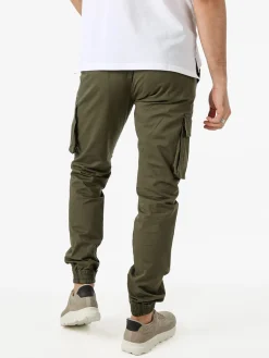 Johnny Looper Pantaloni cargo da uomo con coulisse e polsini - militare
