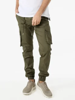 Johnny Looper Pantaloni cargo da uomo con coulisse e polsini - militare