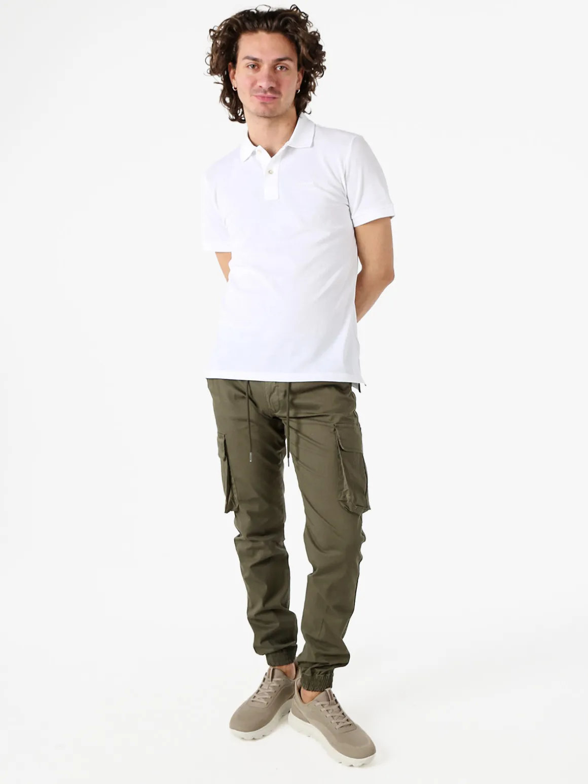 Johnny Looper Pantaloni cargo da uomo con coulisse e polsini - militare