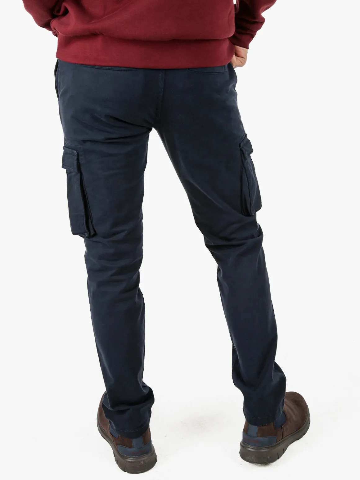 Johnny Looper Pantaloni cargo da uomo slim fit in cotone - blu scuro