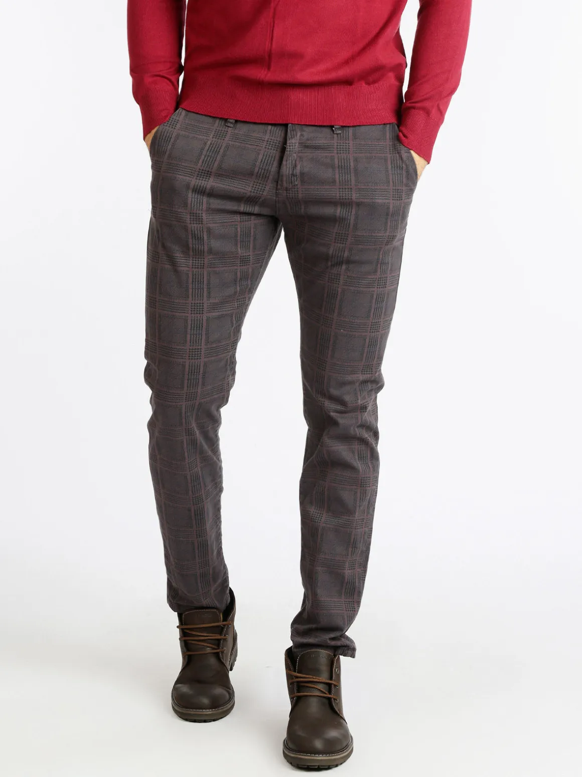 Johnny Looper Pantaloni da uomo slim fit a quadri