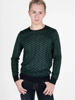 Johnny Looper Pullover da uomo girocollo con stampa bicolore sul davanti