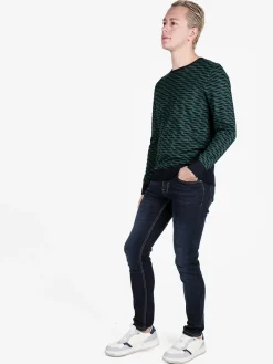 Johnny Looper Pullover da uomo girocollo con stampa bicolore sul davanti