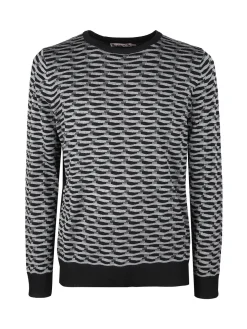 Johnny Looper Pullover da uomo girocollo con stampa bicolore sul davanti