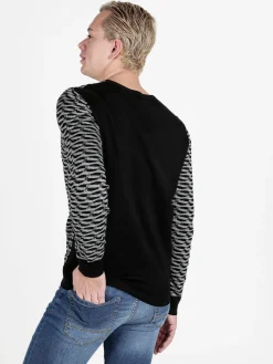 Johnny Looper Pullover da uomo girocollo con stampa bicolore sul davanti