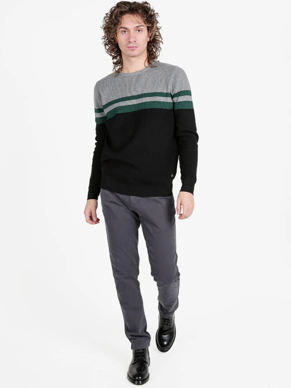 Johnny Looper Pullover girocollo da uomo a costine