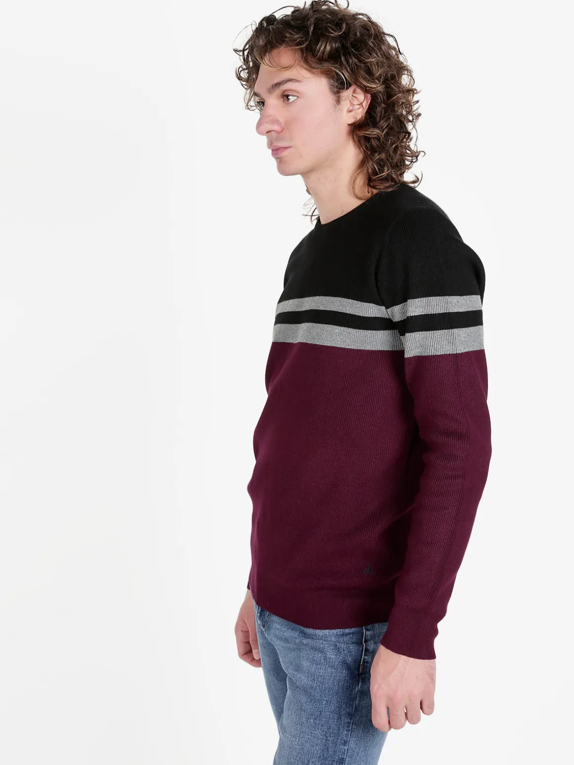 Johnny Looper Pullover girocollo da uomo a costine