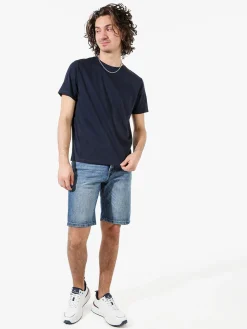 Johnny Looper T-shirt girocollo da uomo in cotone - blu scuro