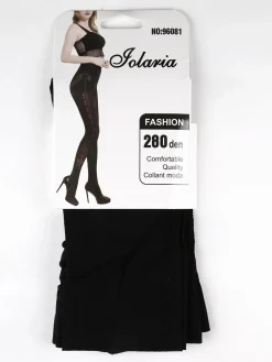 Jolaria Collant moda 280 denari con ricamo fiocco