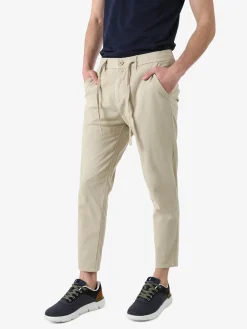 J.Sette Pantaloni casual da uomo in cotone con coulisse - beige