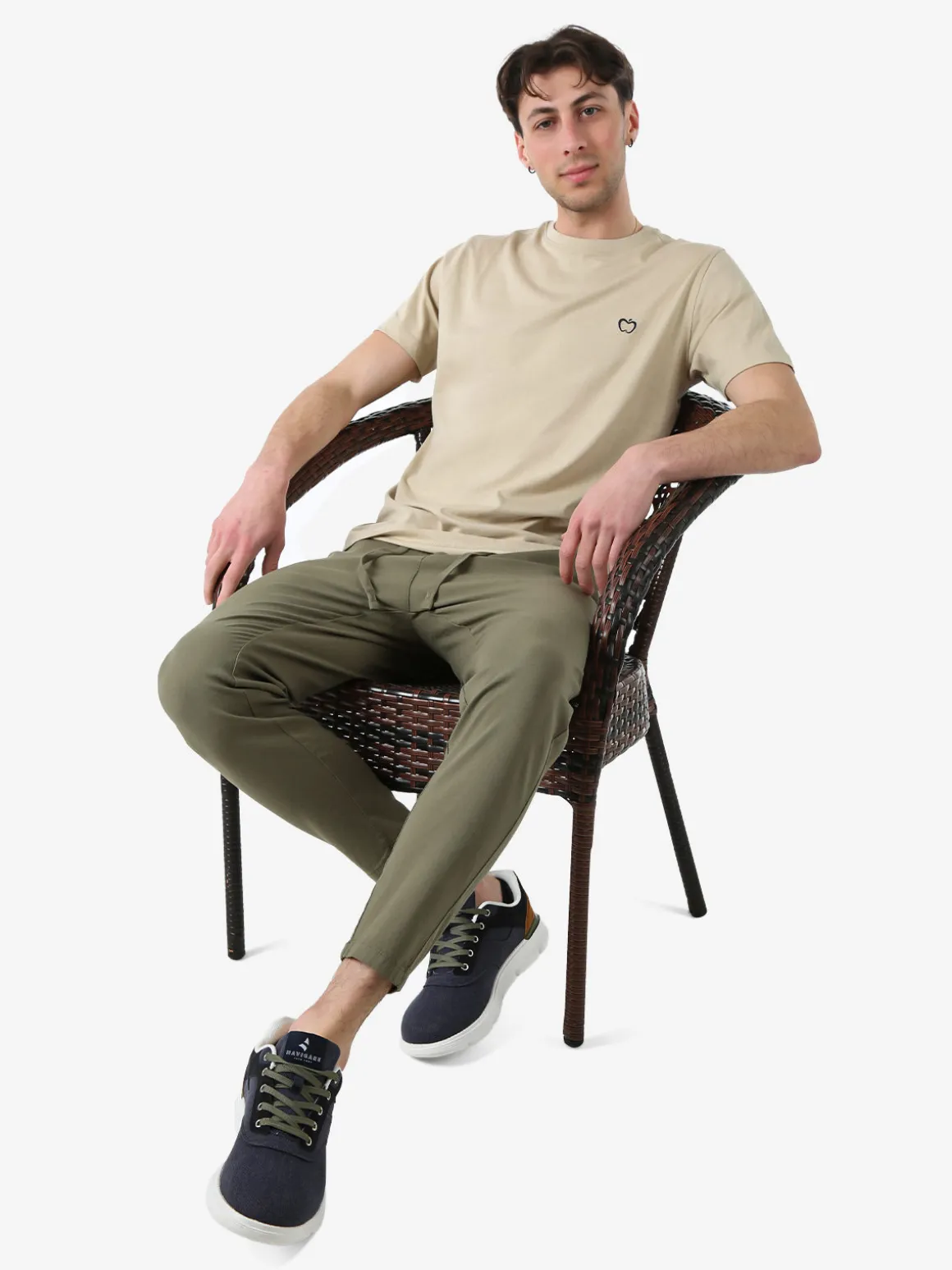 J.Sette Pantaloni casual da uomo in cotone con coulisse - militare