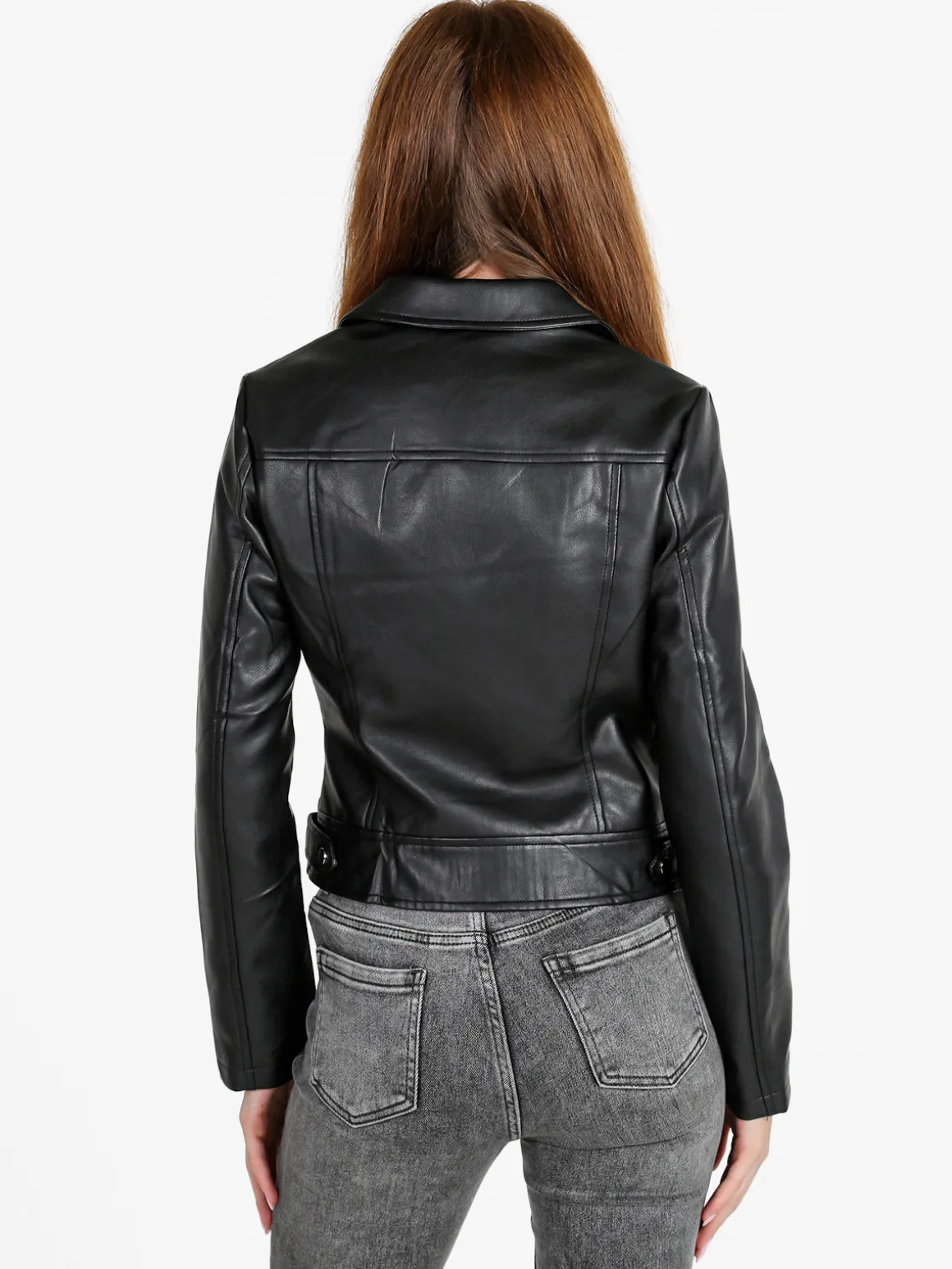 Jump & Fish Giacca donna biker in ecopelle - nero