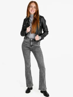 Jump & Fish Giacca donna in ecopelle con cappuccio - nero
