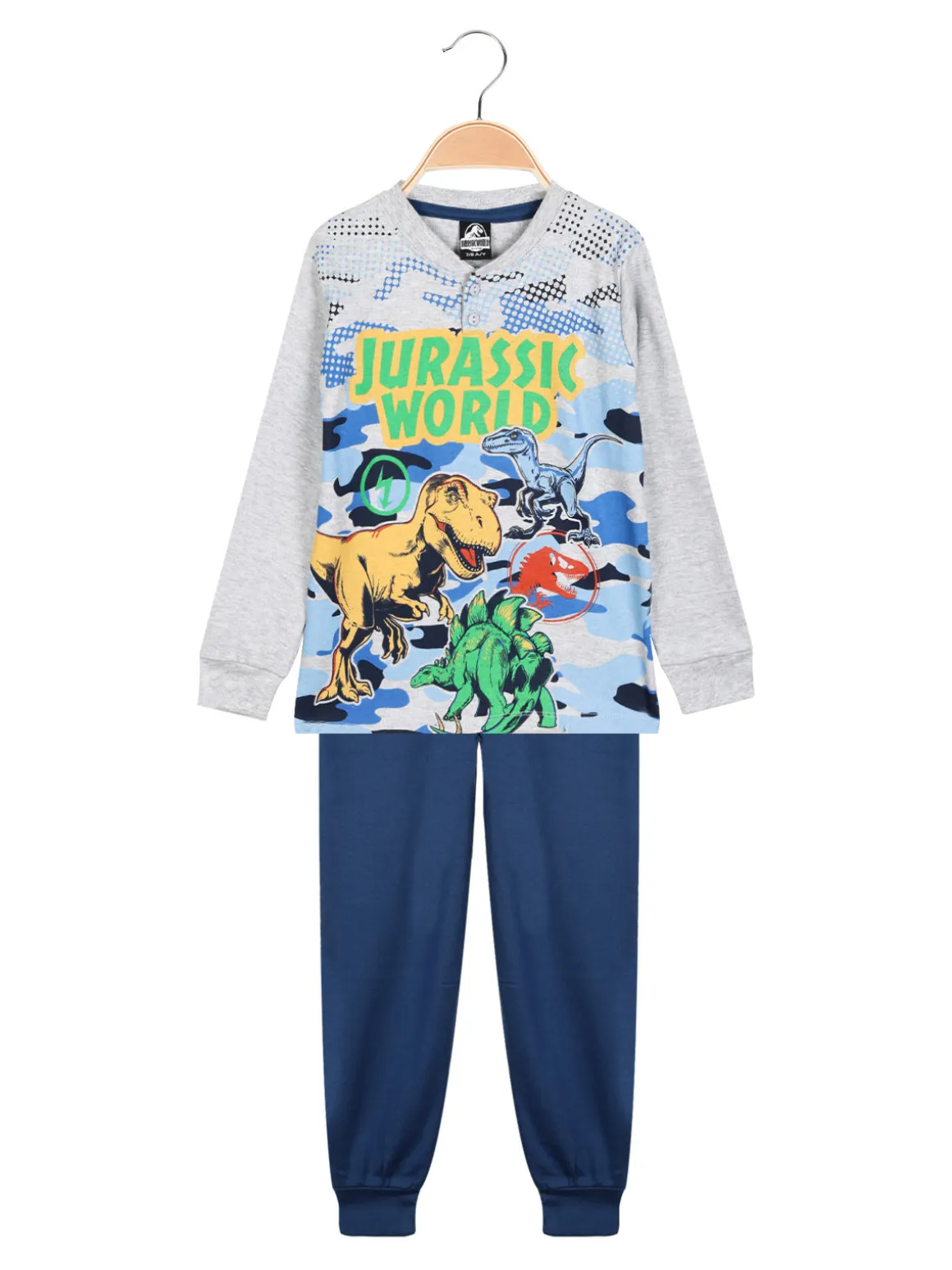 Jurassic World Pigiama lungo in caldo cotone da bambino con stampe