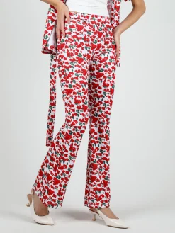 Just West Pantaloni donna a zampa con stampa floreale