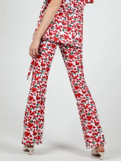 Just West Pantaloni donna a zampa con stampa floreale