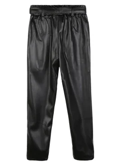 J Y Pantaloni da bambina in ecopelle con cintura