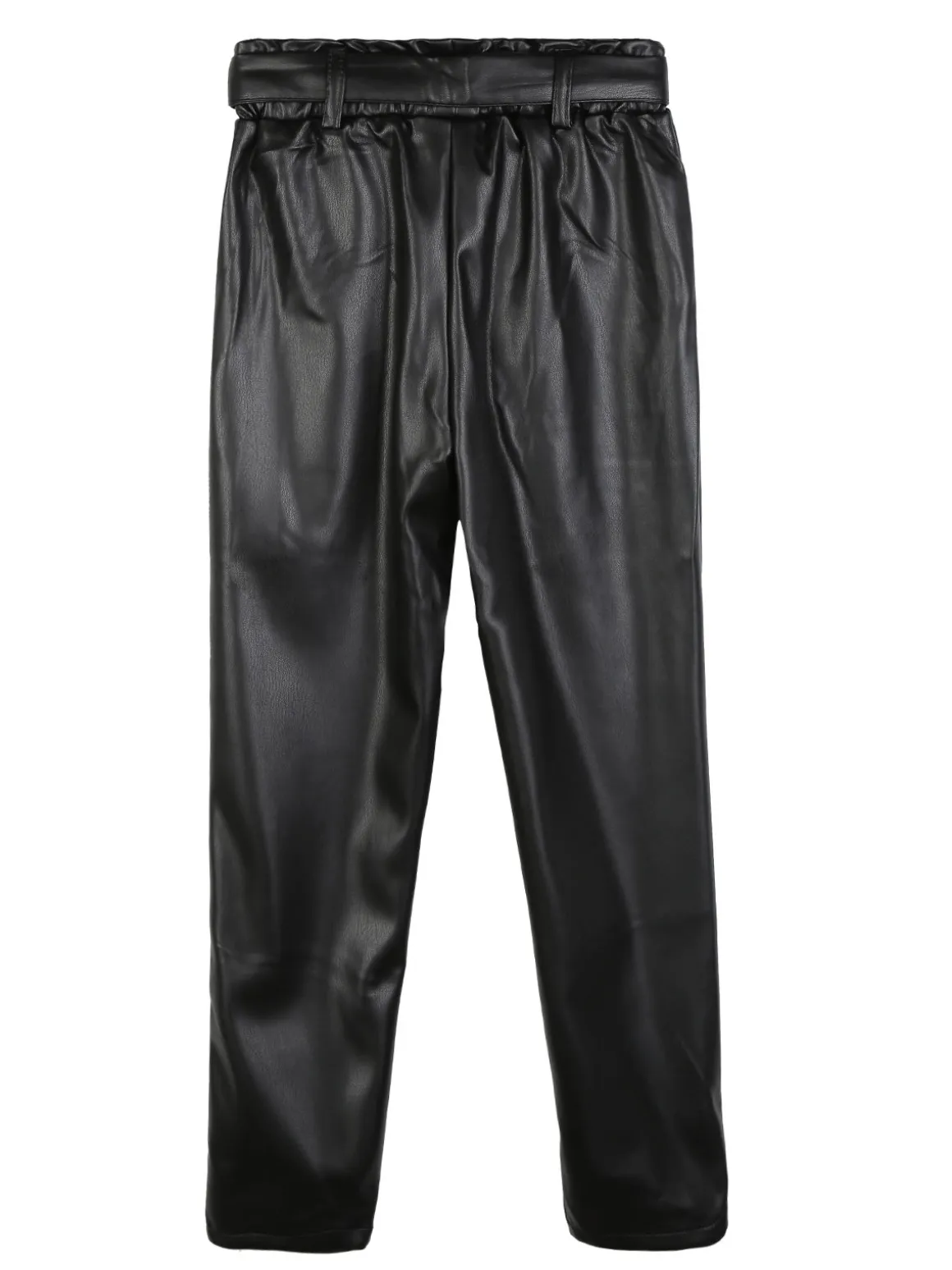 J Y Pantaloni da bambina in ecopelle con cintura