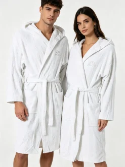 Kappa Accappatoio unisex in spugna con cappuccio - bianco