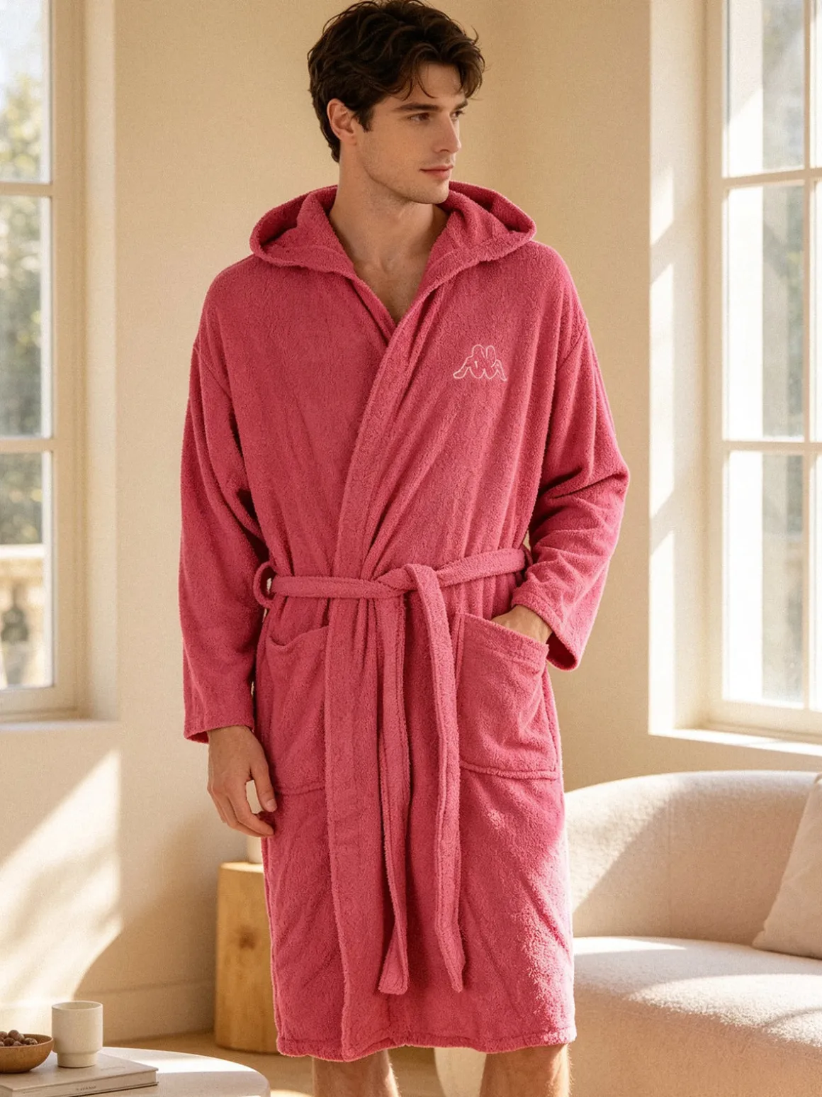 Kappa Accappatoio unisex in spugna con cappuccio - fucsia