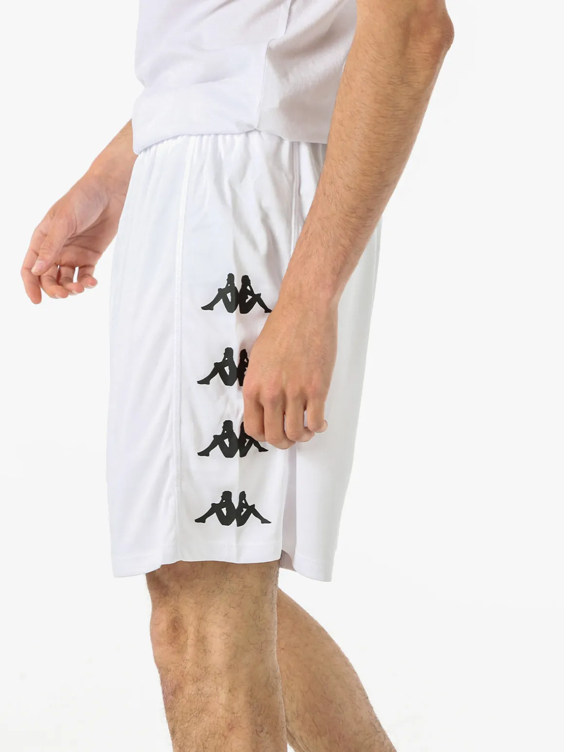 Kappa Bermuda sportivi da uomo con logo - bianco