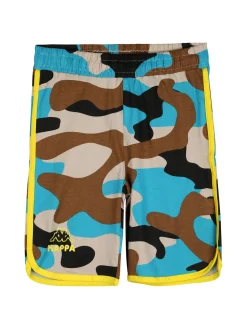 Kappa Completo corto da bambino in cotone con t-shirt e bermuda mimetici - turchese