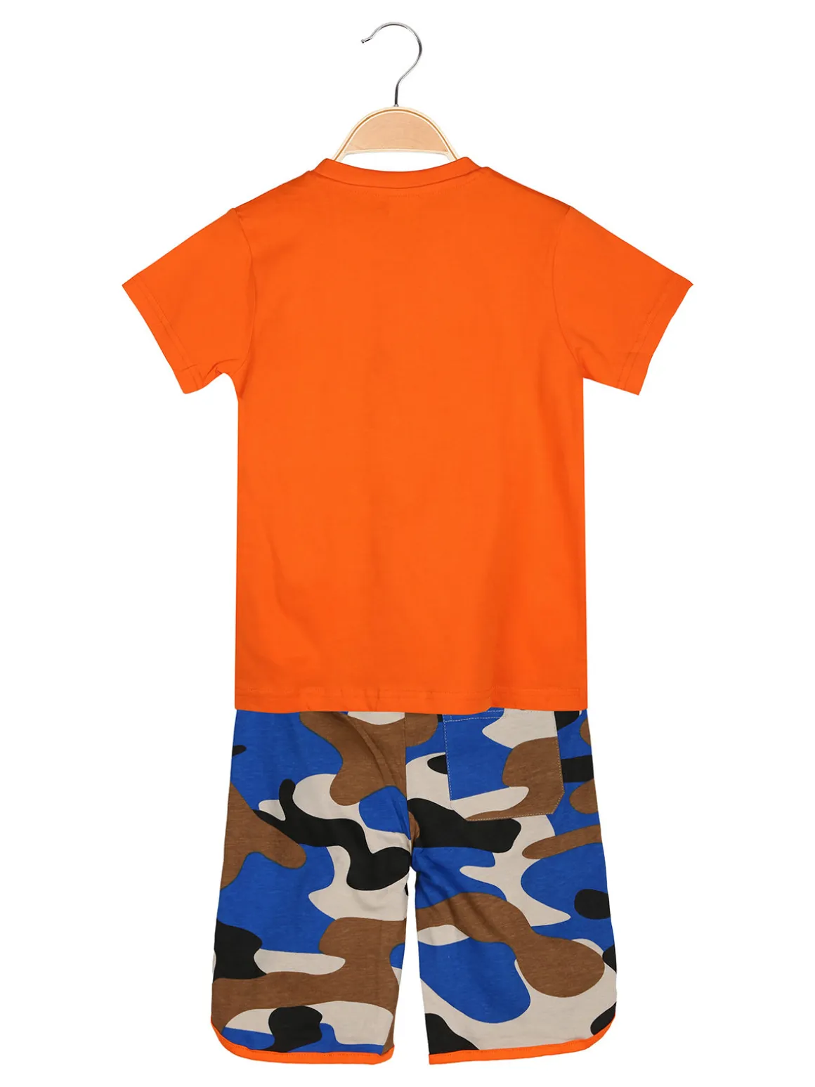 Kappa Completo corto da bambino in cotone con t-shirt e bermuda mimetici - arancione