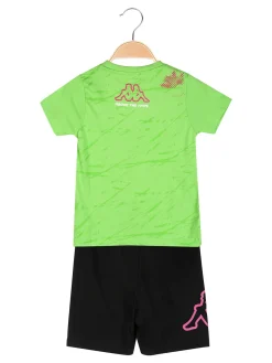 Kappa Completo corto da bambina in cotone con t-shirt e shorts - verde