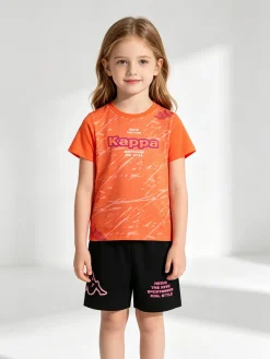 Kappa Completo corto da bambina in cotone con t-shirt e shorts - arancione