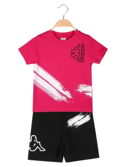 Kappa Completo corto da bambina in cotone con t-shirt e shorts - fucsia