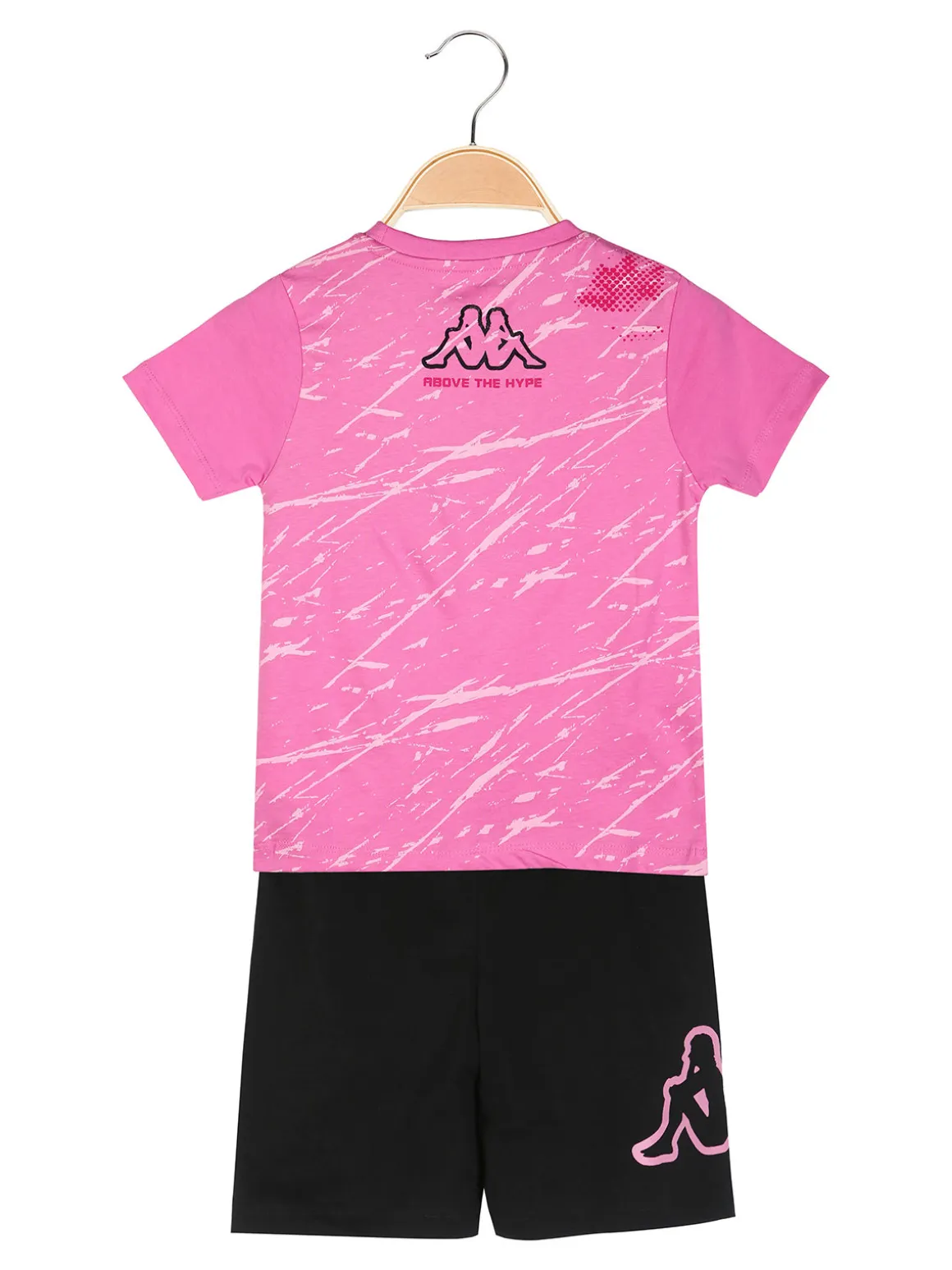 Kappa Completo corto da bambina in cotone con t-shirt e shorts - rosa