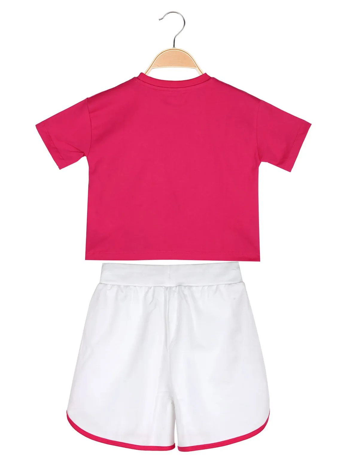 Kappa Completo corto da bambina con t-shirt cropped e shorts - fucsia
