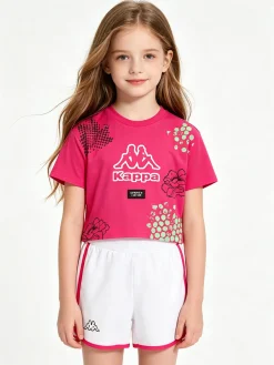 Kappa Completo corto da bambina con t-shirt cropped e shorts - fucsia