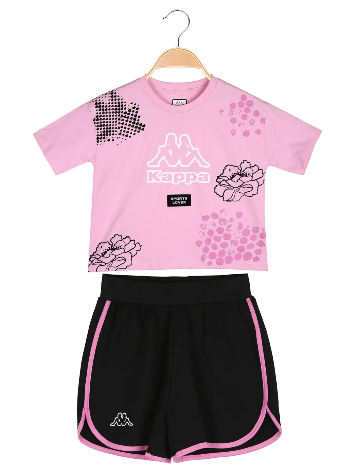 Kappa Completo corto da bambina con t-shirt cropped e shorts - rosa