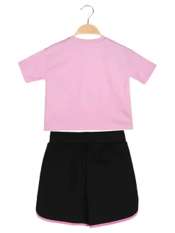 Kappa Completo corto da bambina con t-shirt cropped e shorts - rosa