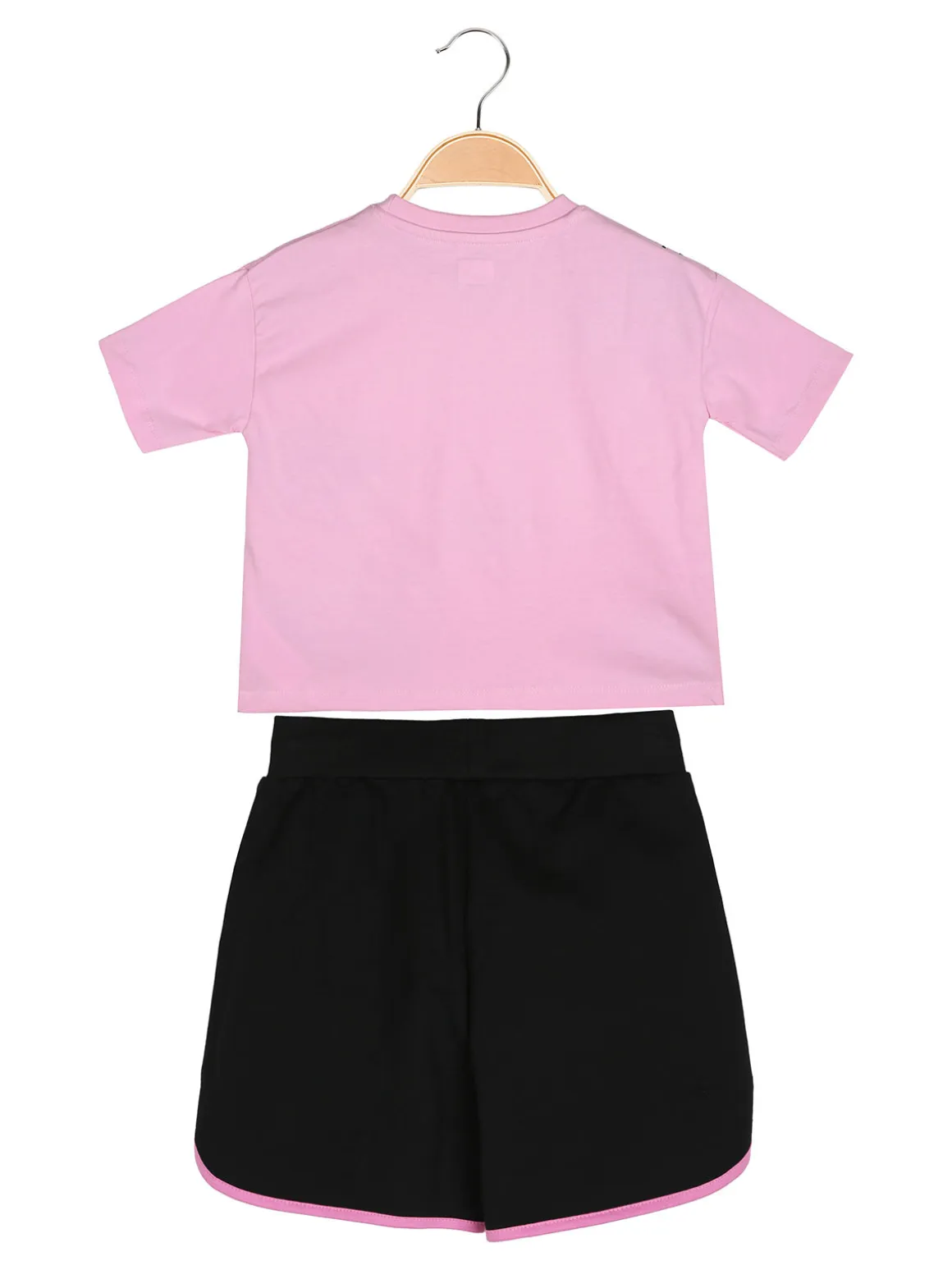 Kappa Completo corto da bambina con t-shirt cropped e shorts - rosa