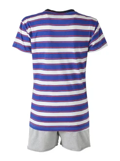 Kappa Completo corto da donna in cotone con stampa a righe e taschino - blu