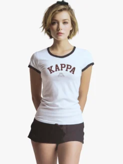 Kappa Completo corto da donna in cotone con logo - bianco