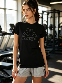 Kappa Completo corto da donna in cotone con logo - nero